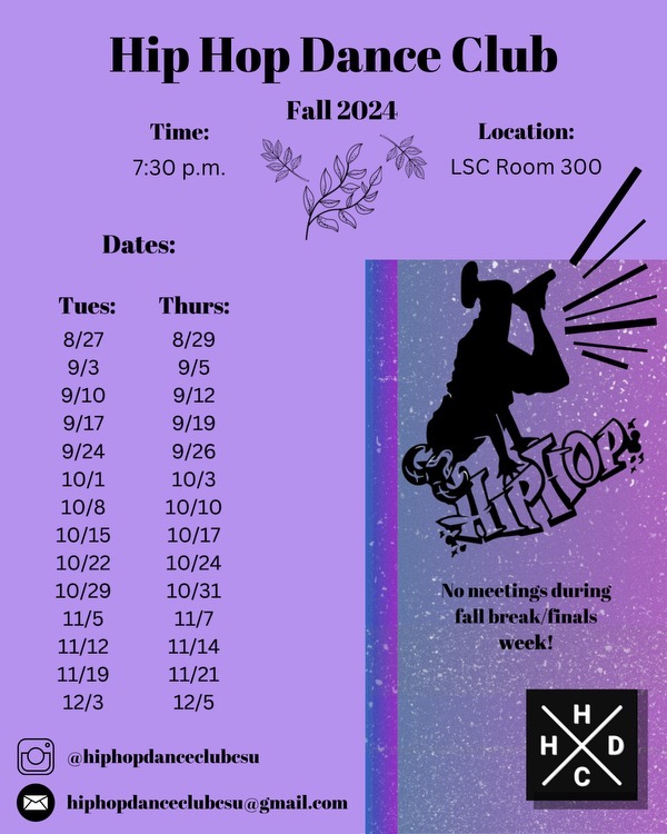 Fall 2024 schedule for the CSU Hip-Hop Dance Club